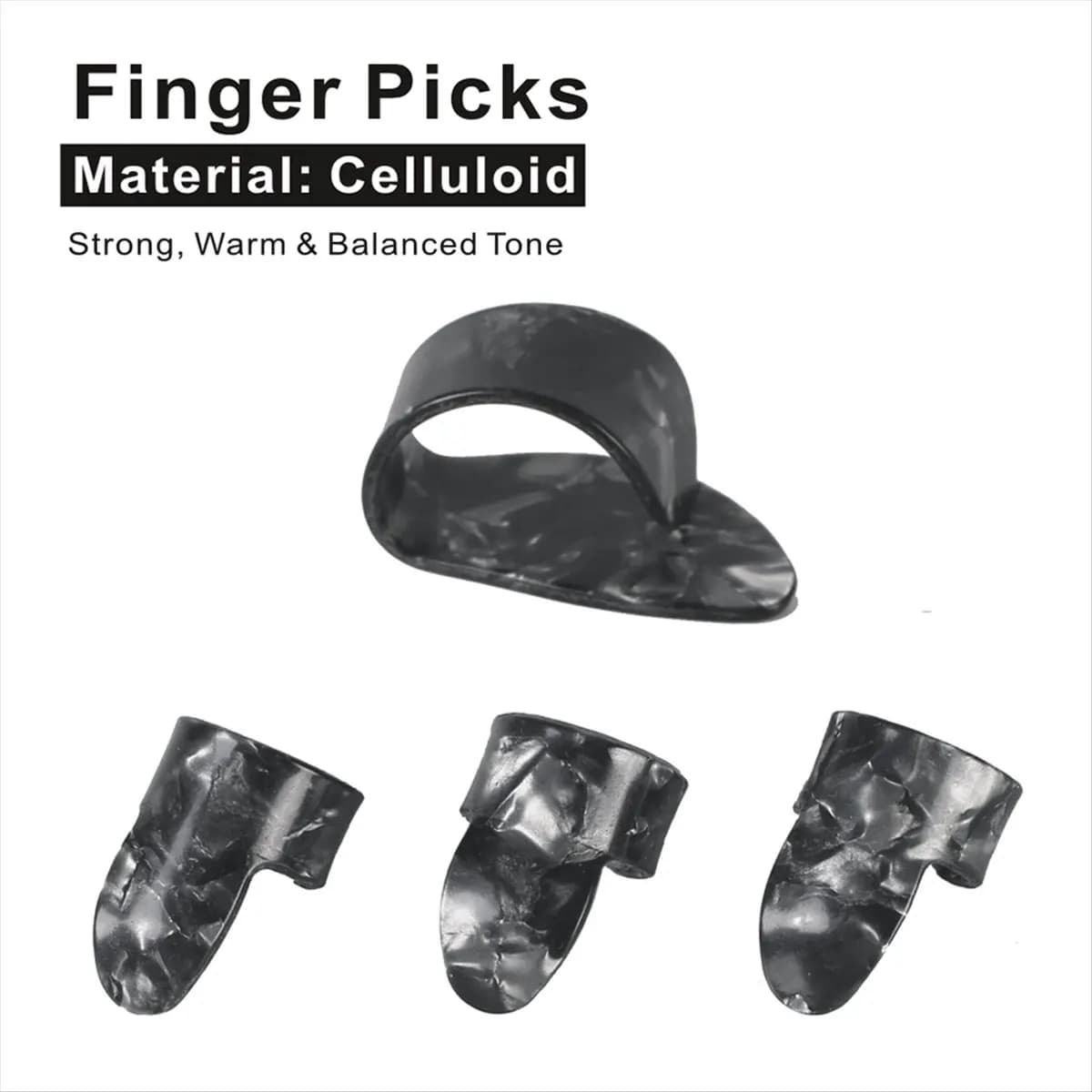TUREBG 60mm Guitar Slide Set,Stainless Steel Metal/Glass Finger Slides 6 Pcs Guitar Picks,and 4 Finger Picks Guitar Accessories