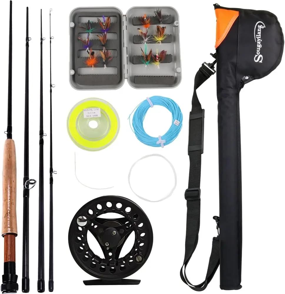 Kit Completo Canna e Mulinello per Pesca a Mosca per Acqua Salata e Dolce
