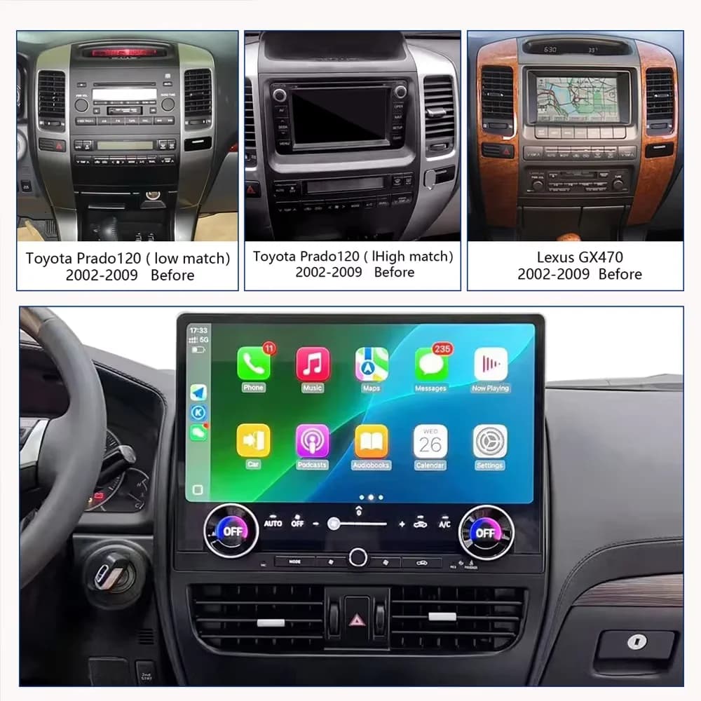 CarPlay 16.8 ''Android 13 Auto Lettore Android 8GB 256G multimediale autoradio GPS WiFi Per Toyota Prado 120 e per Lexus GX470 2002