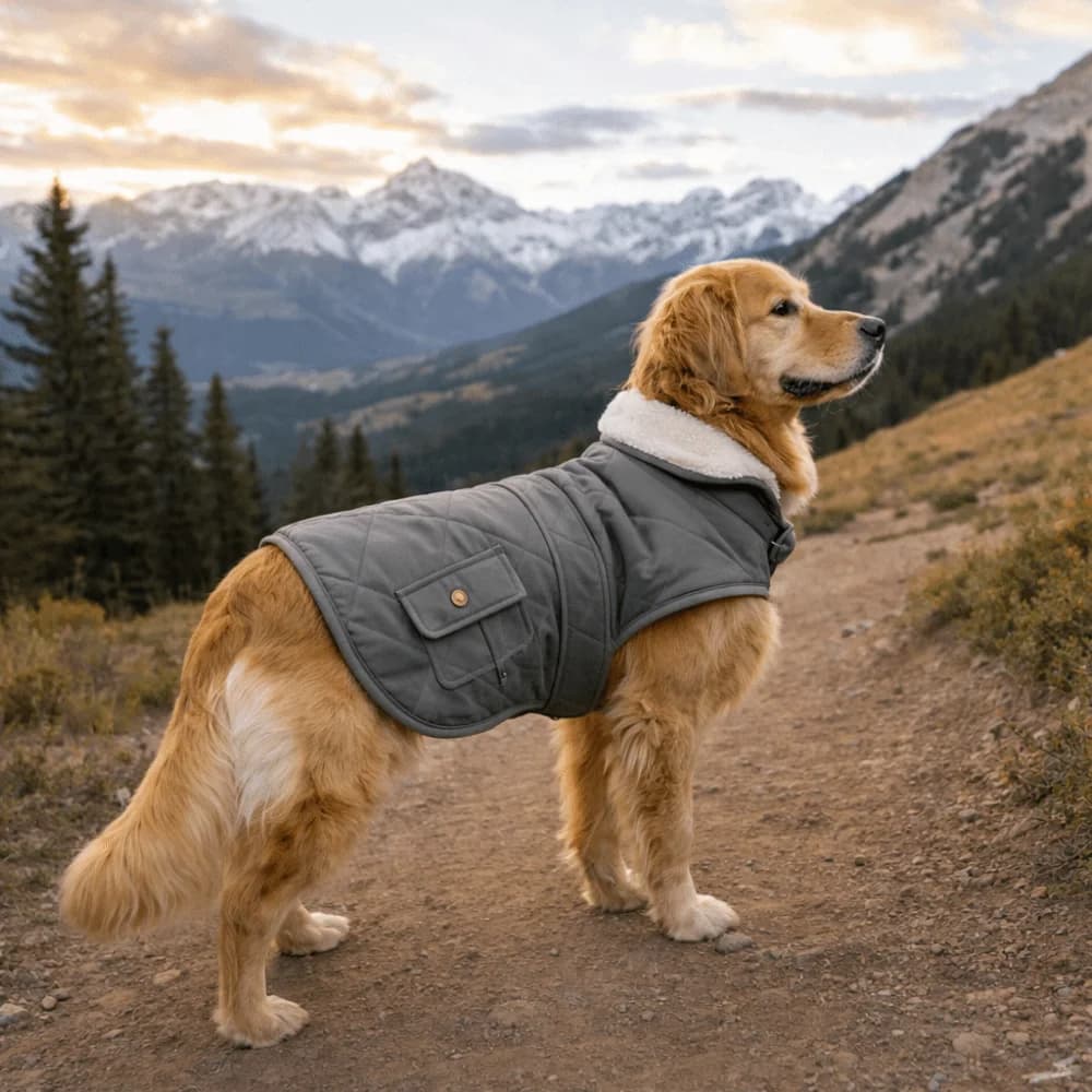 Cappotto invernale per cani caldo alla moda Colletto alto addensato Abbigliamento termico per cani Giacca in morbido pile regolabile per cani da esterno