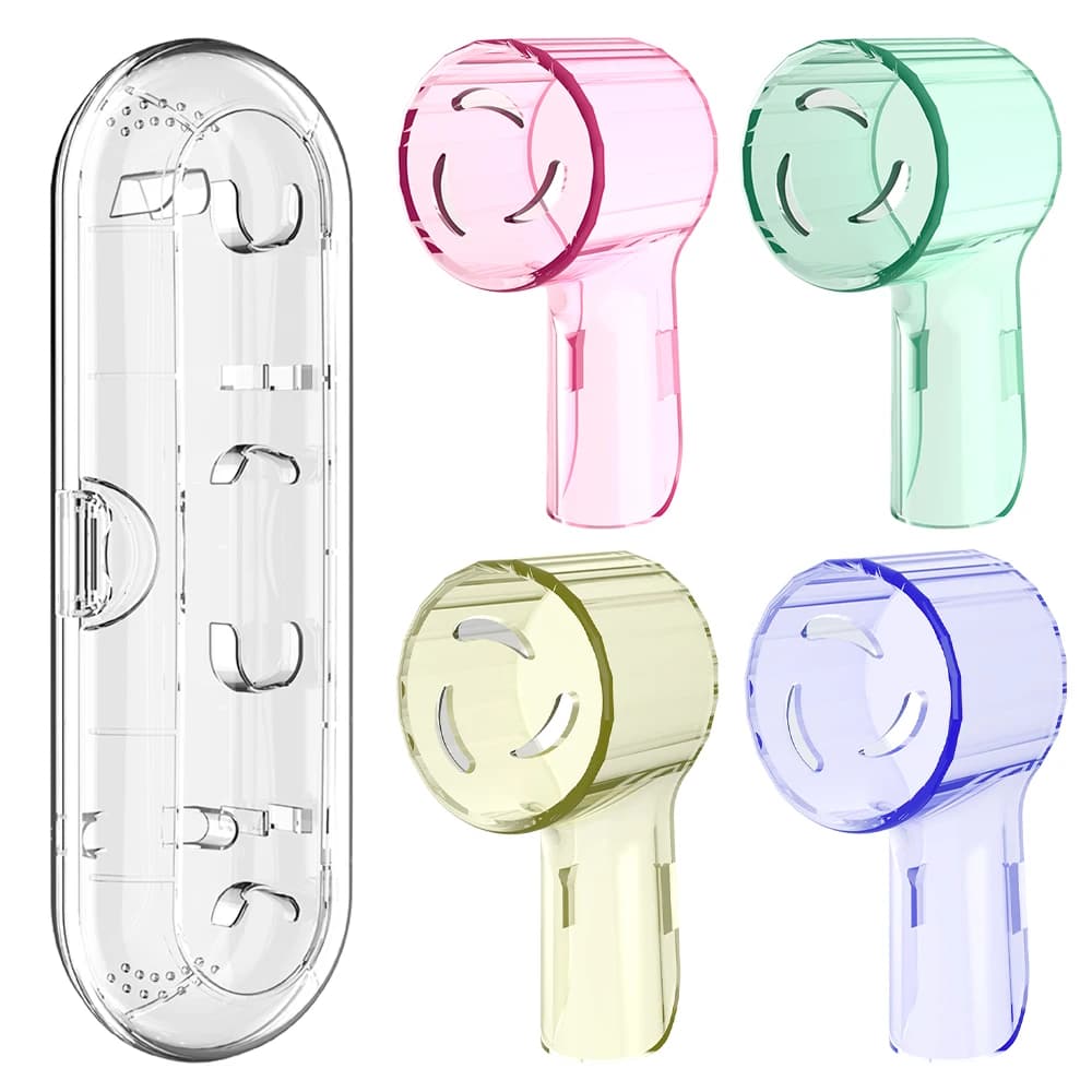 Travel bag for toothbrush with 4 dust cover for heads, compatible with Oral B electric toothbrush, for Pro 1000, 1500