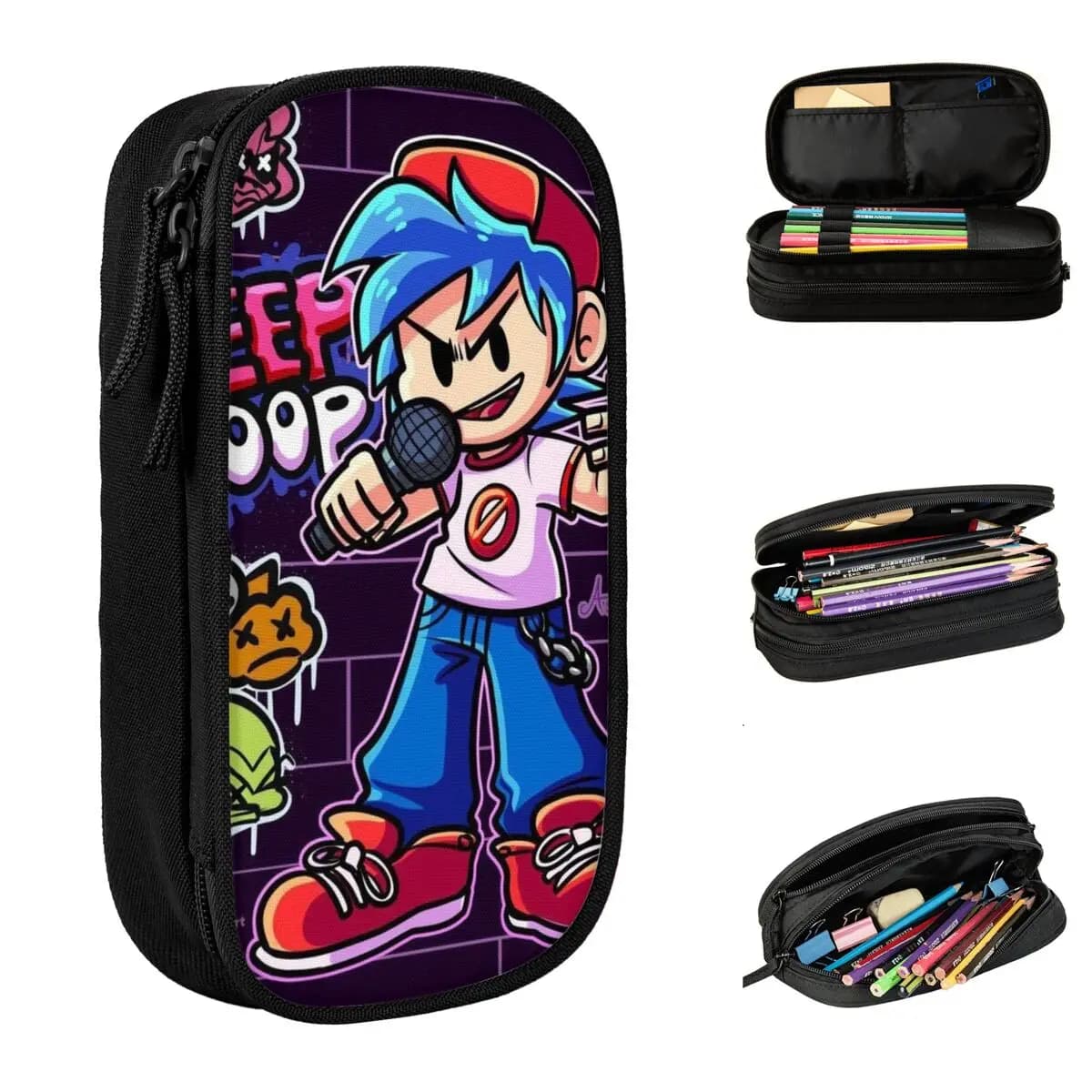 Pencil Case Large Pencil Pouch Friday Night Funkin Merch Double Layer Pencil Box Women Make Up Bag Perfect Gifts