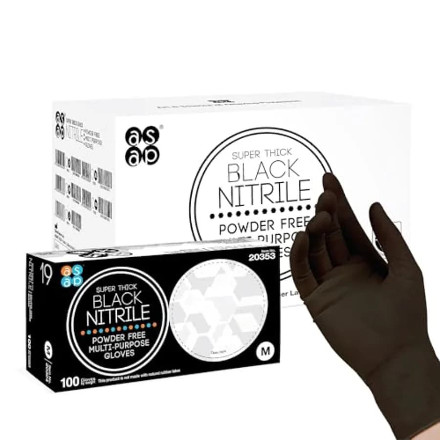 Guanti in Nitrile Nero Spesso, Monouso, Senza Lattice, 6 Mil, Senza Polvere, Sicuri per Alimenti, per Cucina e Meccanica