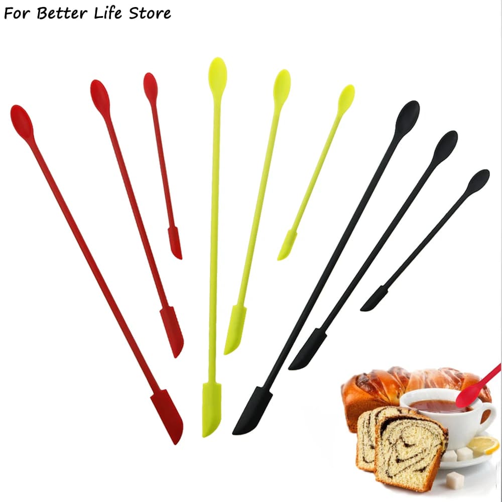 3 pz/set 3 colori 48G Silicone antiaderente doppia testa Mini spatola piccola punta raschietto per marmellata con cucchiaio strumento di cottura da cucina