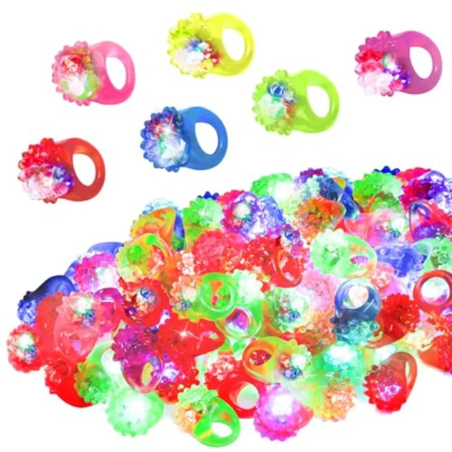 Anelli LED Luminosi - Anelli Giocattolo in Gelatina Morbida che si Illuminano al Buio per Feste, Luci da Dito in Scatola del Tesoro, Premi e Regali all'Ingrosso