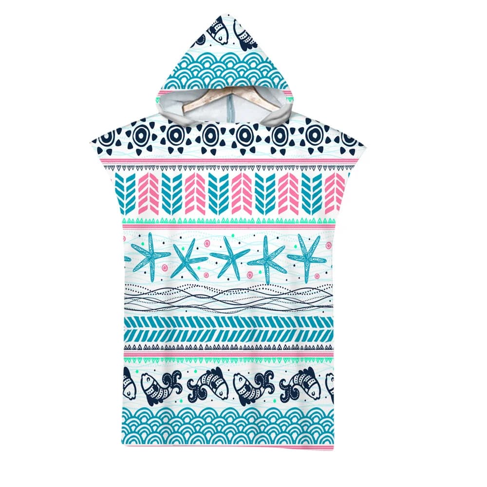 Geometric Beach Towel Soft Microfiber Large Drying Toiletries Quick Towel Hoodie Mute Adult Kids Poncho Swimming Bathrobe Surf