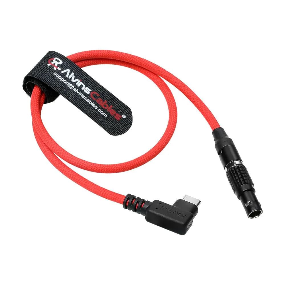Braided Power Cable for Tilta Z-CAM Teradek SmallHD Blackmagic Pyxis Right Angle USB-C Type-C to 0B 2 Pin 12V Fast Charging 45cm