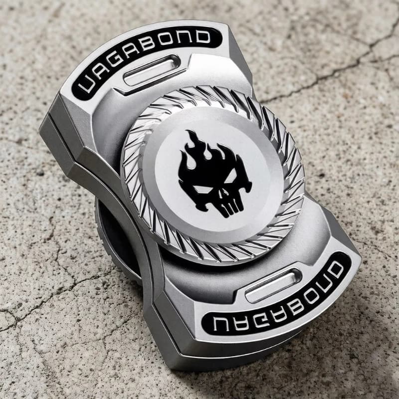Stainless Steel Dual Purpose Fidget Toy, Magnetic Haptic Slider + Rotatable Finger Spinner, Quiet Pocket EDC Stress Relief Toy