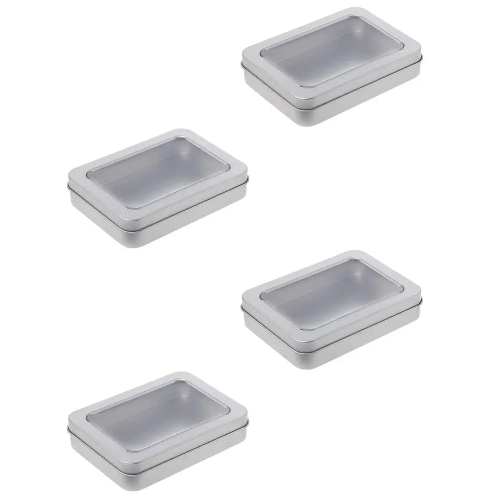 Set di 4 Scatole in Latta con Coperchio per Chiavette USB, Chiavi, Balsamo Labbra, Pillole, Orecchini, Gioielli, Oggetti Artigianali, Sigarette, Organizzatore Regalo