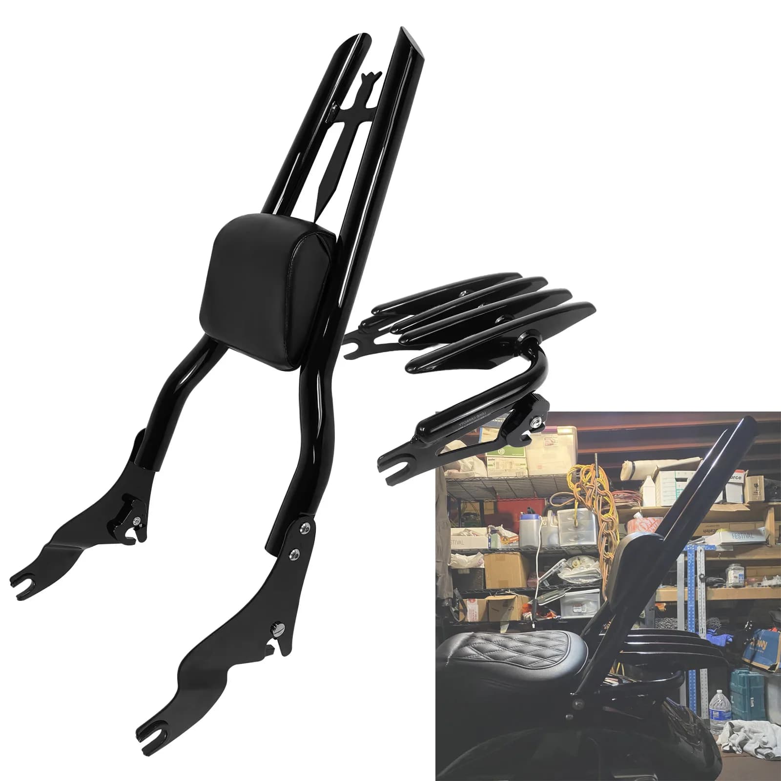 Schienale Posteriore Moto e Portapacchi per Passeggero Harley Touring 2009-2026 Road King Glide CVO Ultra Limited FLTRX