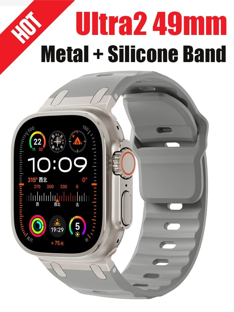 Cinturino in metallo + silicone per Apple watch Ultra2 49mm 45mm 44mm 42mm Bracciale sportivo da polso correa iwatch Serie 10 9 8 7 6 SE 5 Band