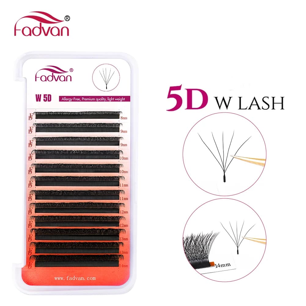 FADVAN 5D W-shaped eyelashes Natural pre-packaged volume fans W-shaped eyelash extensions with C/D/L/ ring MM
