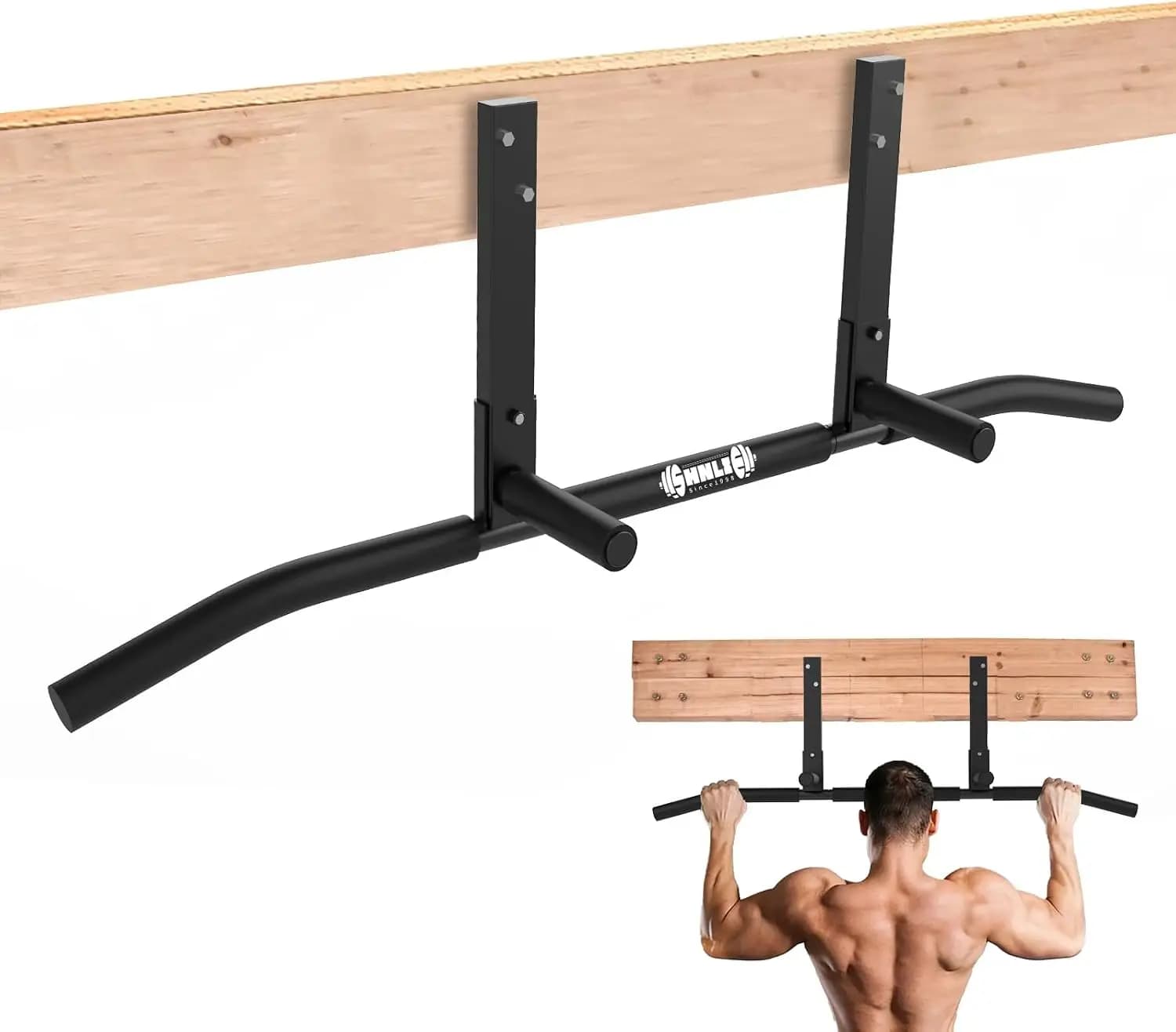 42" Wide Ceiling Mount Pull Up Bar, Joist & Beam Mount, Easy Installation, Heavy Duty Home Gym Chin Up Bar