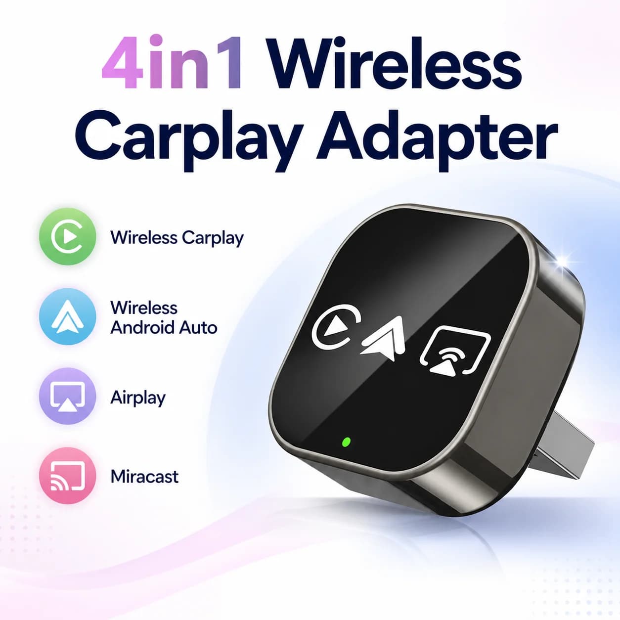 CarRocket 4in1 Wireless CarPlay Android Auto Adapter Airplay Screen Mirroring 5GHz WiFi Plug and Play For Toyota Hyundai Ford VW