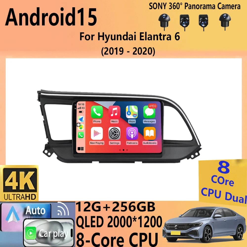 Per Hyundai Elantra 6 2019 2020 Sistema Intelligente Per Auto CarPlay DSP Navigazione GPS Android 15 Tutto In Uno MIC 2000*1200P