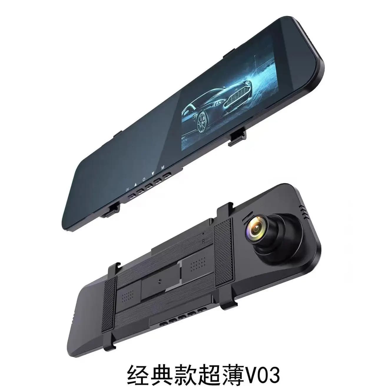 Mirror slim dashboard camera with single lens, back backup camera, front and rear driving recorder, parking monitor
