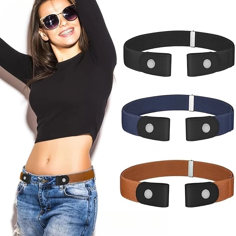 Cintura senza fibbia per jeans, vestiti, cintura elastica senza fibbia per donna/uomo, senza sovrapposizioni, cintura senza problemi