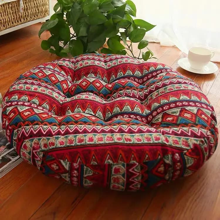 Thickened round Cotton Linen Zafu Window Mat Tatami Fat Pad Ethnic Cloth Art V Bow Mat Tea House Yoga Circle Floor Cushion