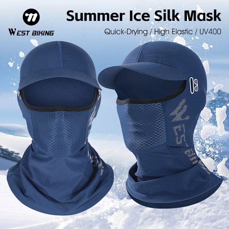 WEST BIKING Summer Hat Cooling Woman Man, Integral Mask Anti-UV, Balaclava for Motorcycle Helmet, Breathable Ice Silk, Cycling Beret