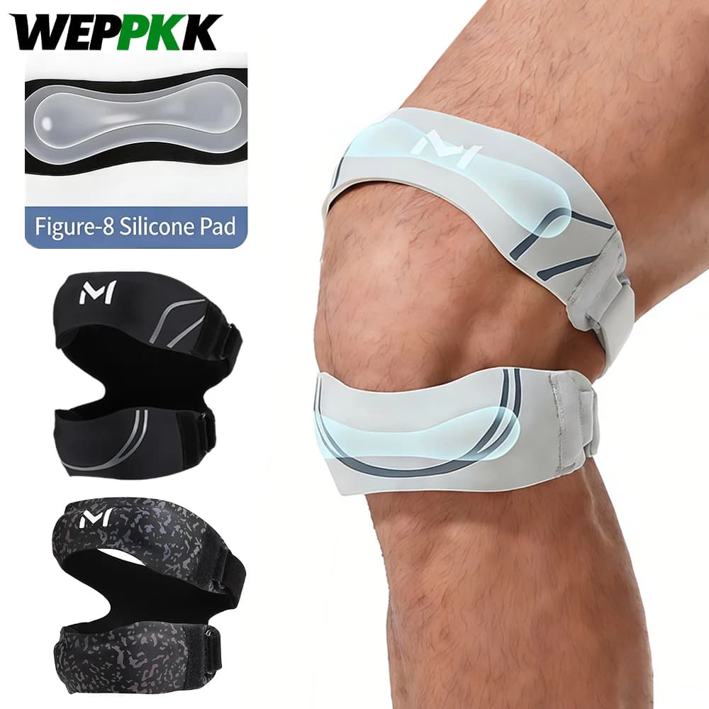 1/2Pcs Patellar Tendon Support Strap with Silicone Pads, Adjustable Knee Brace, Men Women Sports, Running,Football,Hiking,Tennis