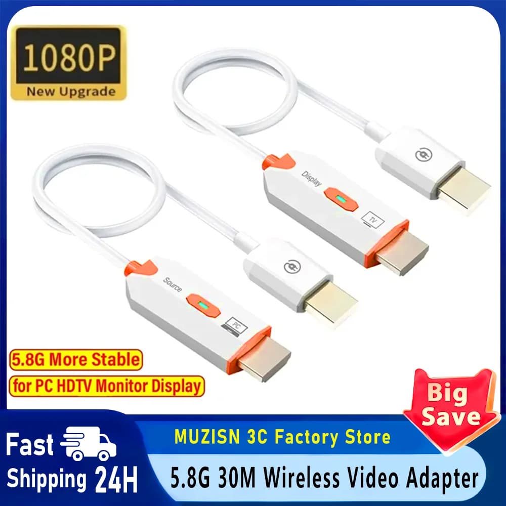 Trasmettitore Video Audio Wireless 30M 5.8G 1080P, Ricevitore HDMI-Compatibile, Extender Display per TV Box, Monitor, Proiettore, PC