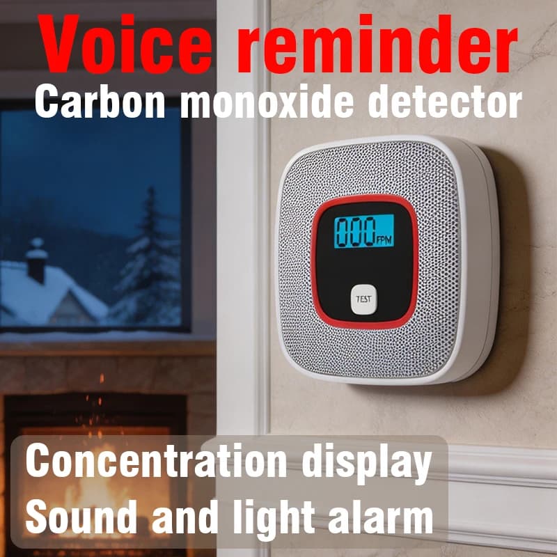 Voice carbon monoxide detector, sound and light alarm, battery-powered CO gas monitor, alarm detector, household carbon monoxide