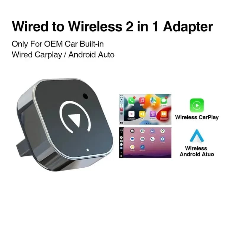 2026 New 2-in-1 Wireless CarPlay Adapter Wired to Wireless Android Auto Dongle Plug & Play Low Delay USB Car Converter