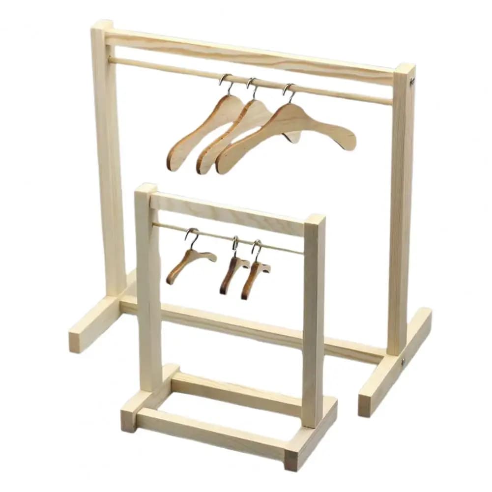 Mini Appendiabiti in Legno per Bambole con Mini Gancio, Espositore Organizzatore per Vestiti di Bambole per Casa delle Bambole