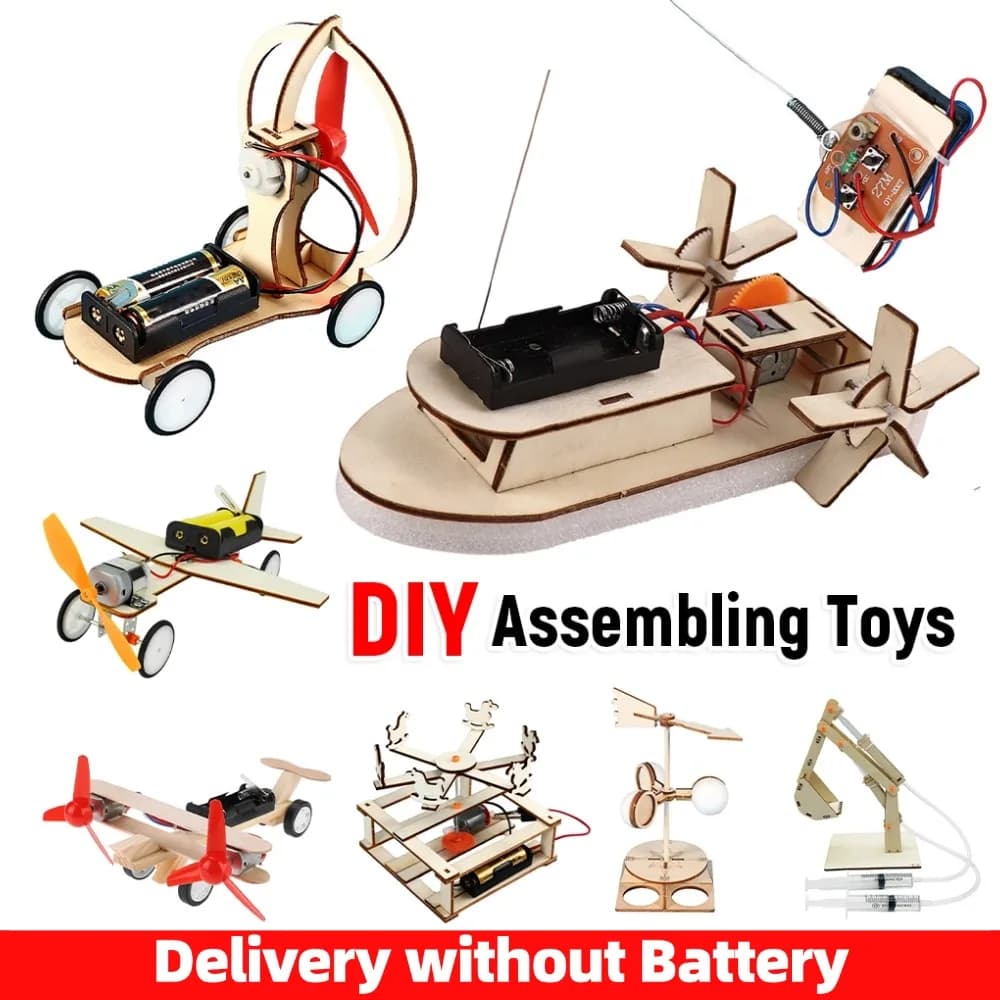 Giocattoli da assemblaggio fai-da-te Modello di nave con ruota Esperimento scientifico Giocattolo educativo Kit di montaggio per piccola produzione fatta a mano per bambini in età scolare