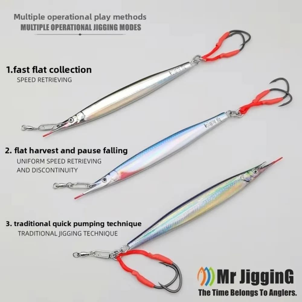 40g-60g Peso 3D Hyporhamphus Sajori Metal Jigging Design Materiale metallico Sgombro spagnolo Richiamo Modello 3D Cucchiaio da pesca