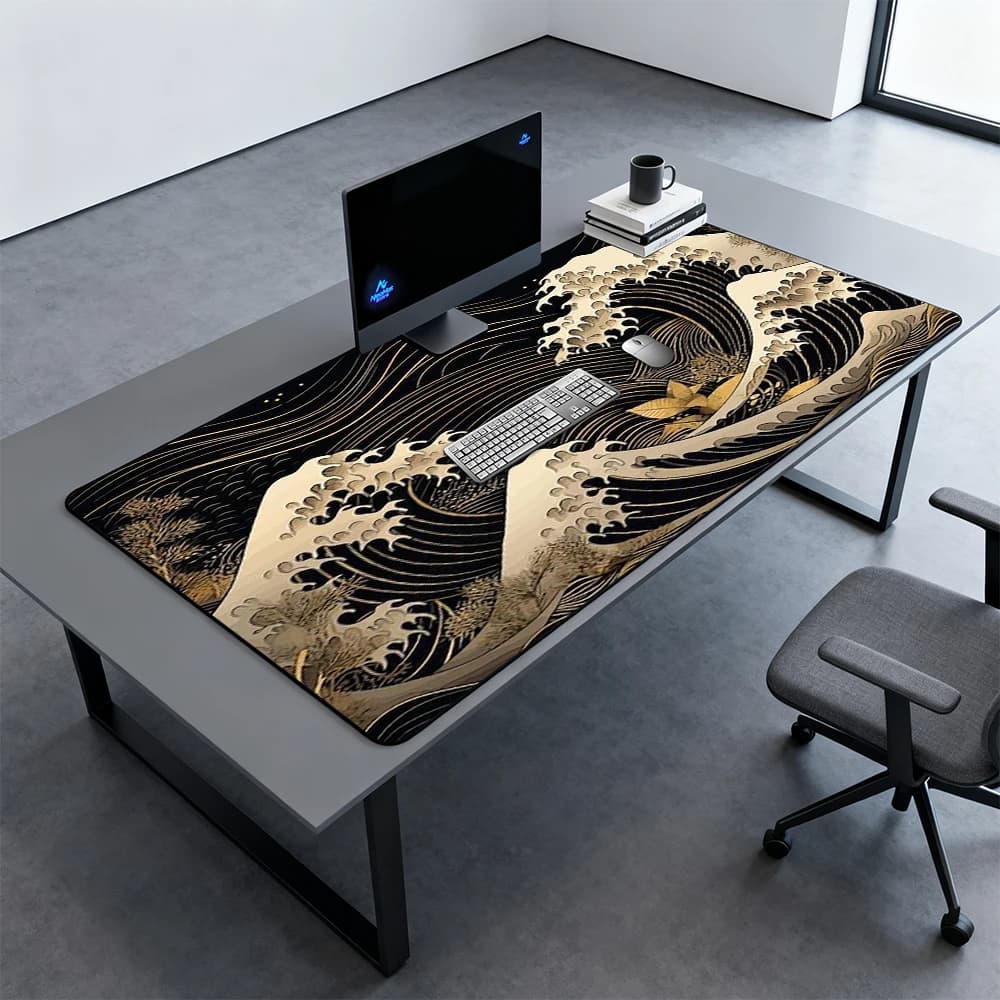 Tappetino per Mouse Onda di Kanagawa, Tappetino da Gaming XXL, Tappetino per Tastiera 1800mm, Tappetino da Scrivania Estetico Artistico Grande 160cm, Tappetini per Computer Giapponesi