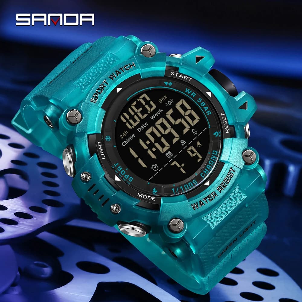 SANDA Nuovo orologio elettronico per studenti di moda 6290 con cronometraggio sportivo multifunzionale e impermeabile per uomo
