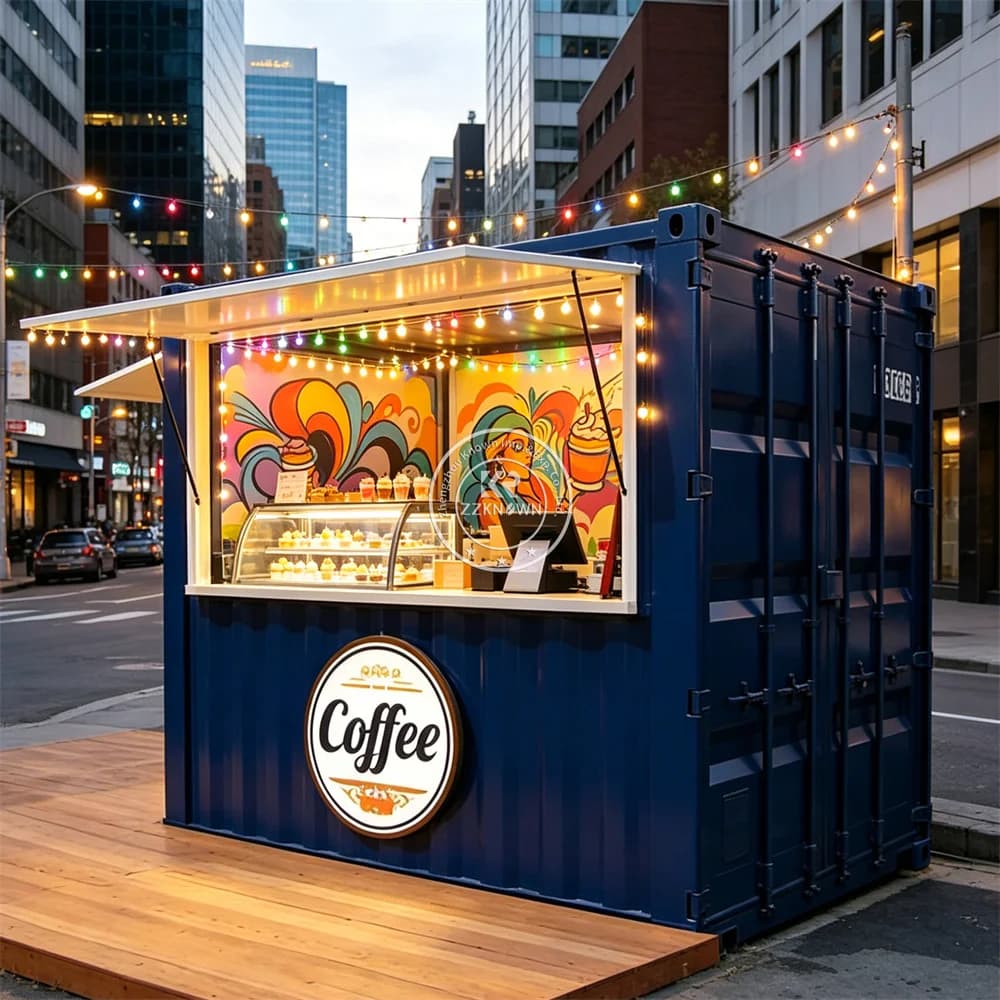 Container Bar Esterno, Chiosco Alimentare, Rimorchio per Caffè, Succhi e Bubble Tea, Chiosco Mobile, Camion Ristorante per Attività Commerciali