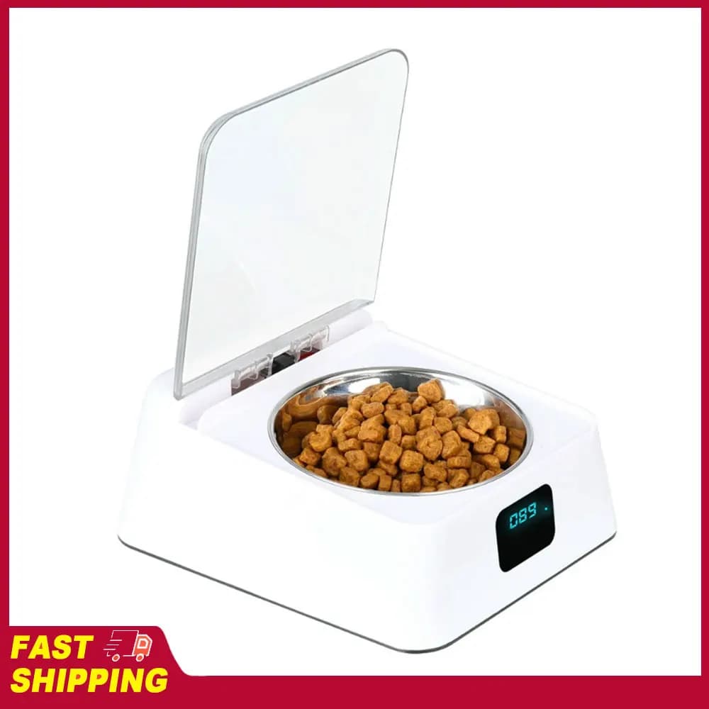 Automatic Cat Feeder with Infrared Sensor Cover Removable Bowl Battery Powered Intelligent Automatic Opening Lid Dog Feeder