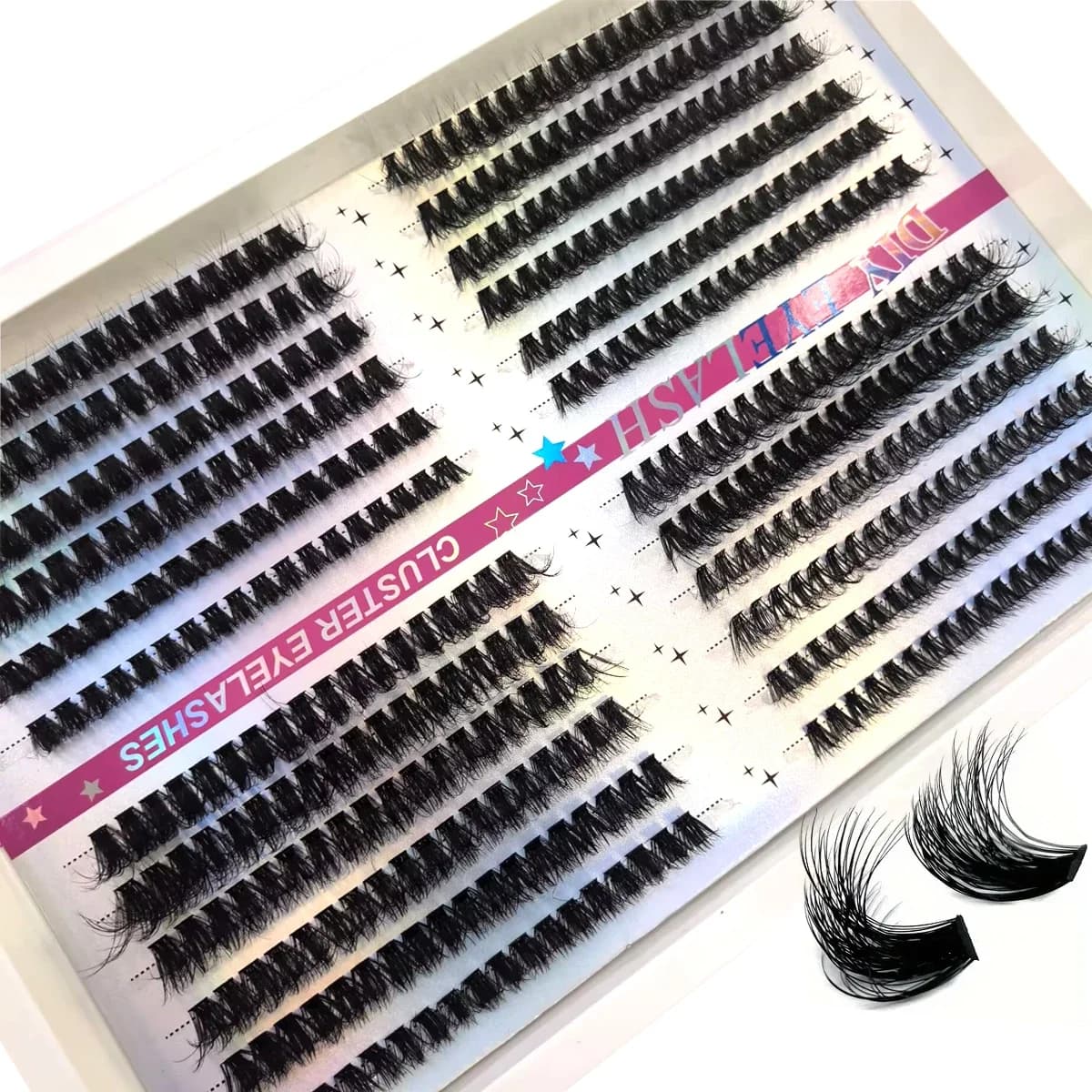 AMSDCN 30P-100P Mix Fluffy Individual Lashes Clusters Extensions False Eyelash DIY at Home Cluster Makeup Eyelash Tools