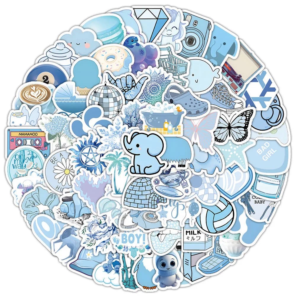 100 waterproof blue minimalist style stickers for decals for astucci for hand accounts for bicycle helmet