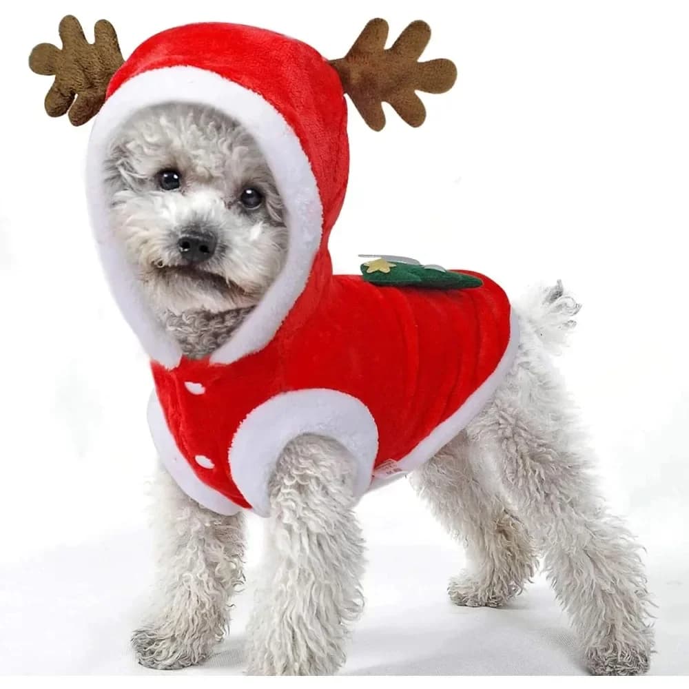 Vestiti per cani da compagnia L'autunno mantiene caldo in inverno Flanella Abiti festivi Cane Gatto Cervo Vestiti per albero di Natale Regali di Capodanno Alce