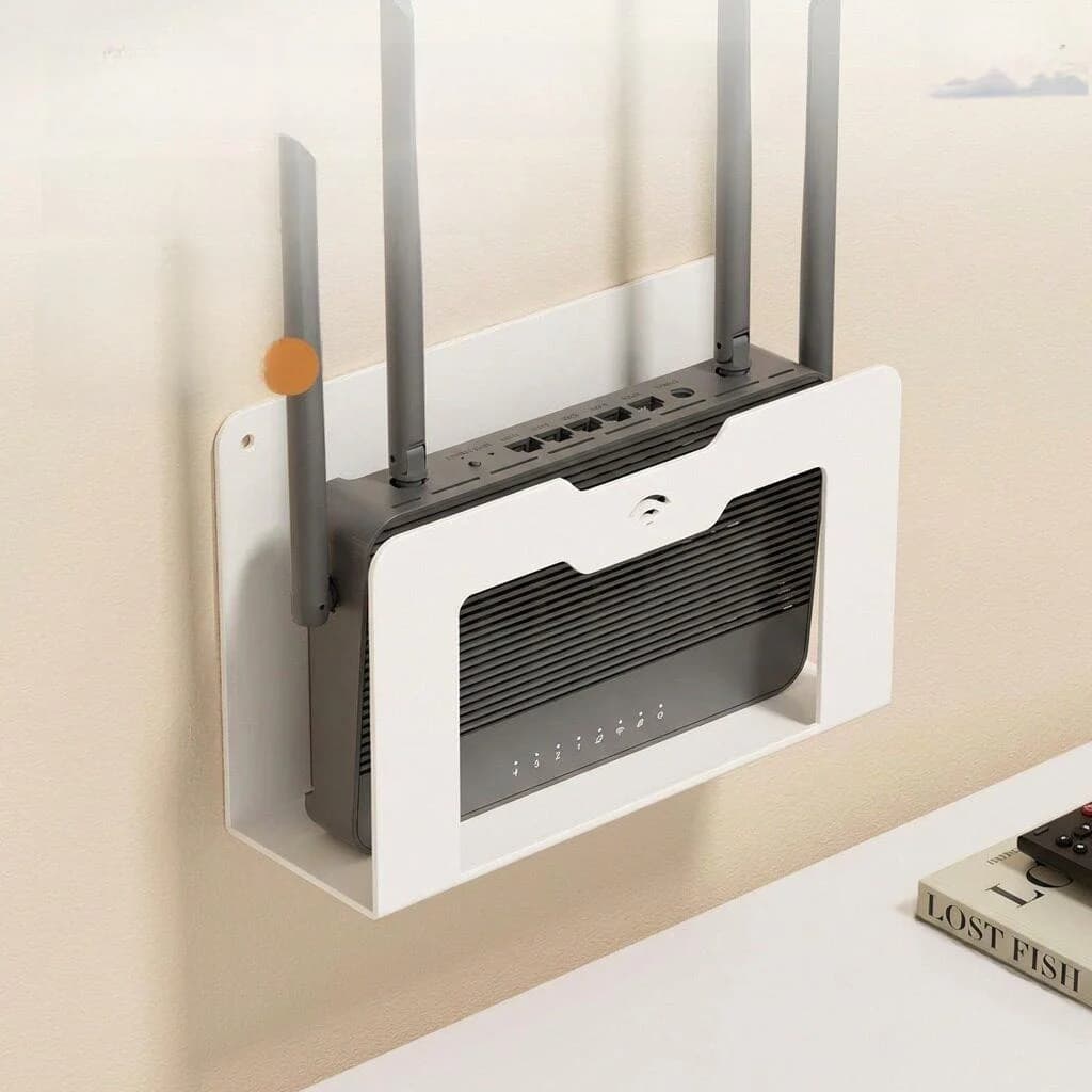 Scatola porta router da parete, supporto per TV Box, nessuna perforazione richiesta, organizer in metallo per router da soggiorno