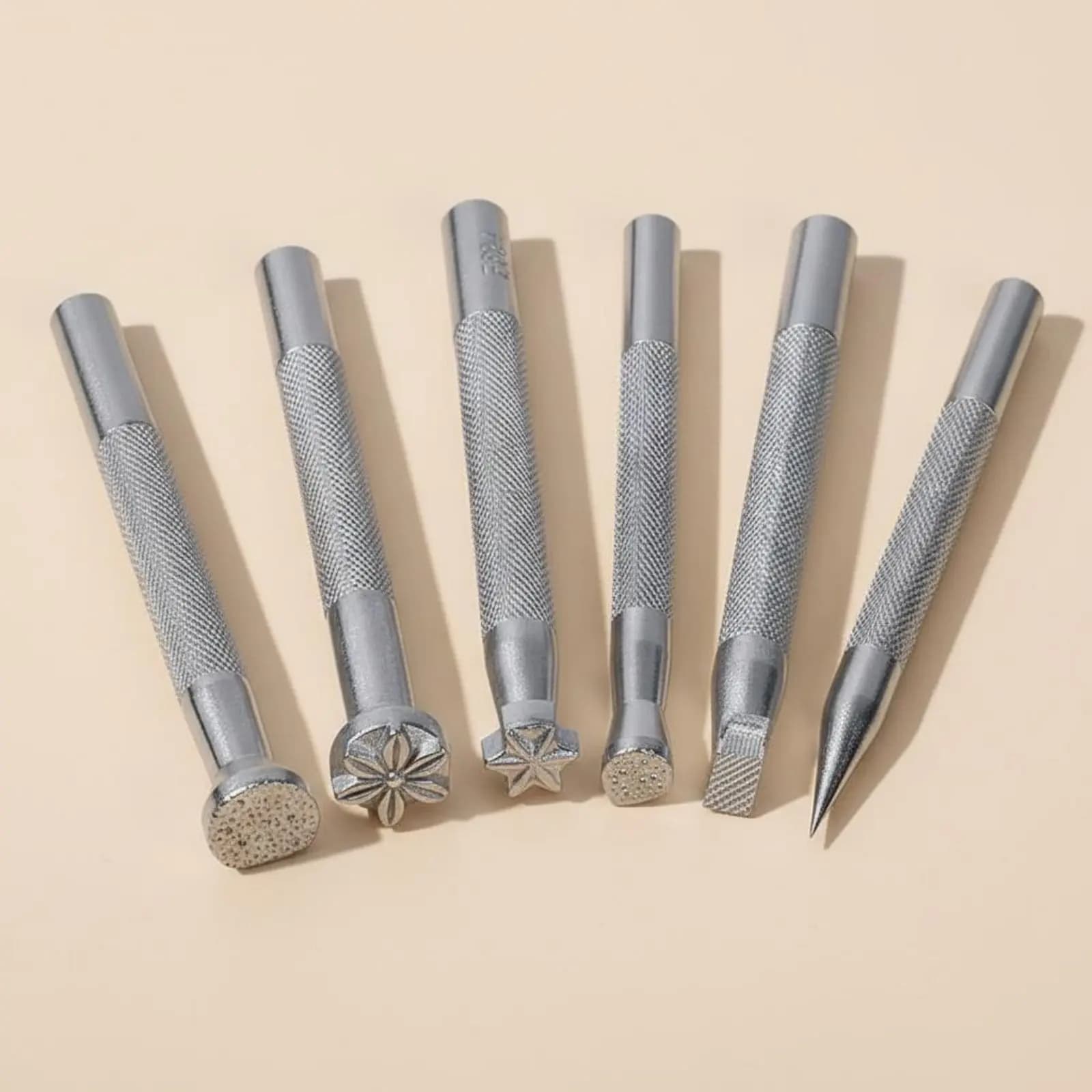 6 Pieces Leathercraft Stamping Tools DIY Craft Leather Stamp Tool Set Leather Carving Impression Tool Set Clear Designs