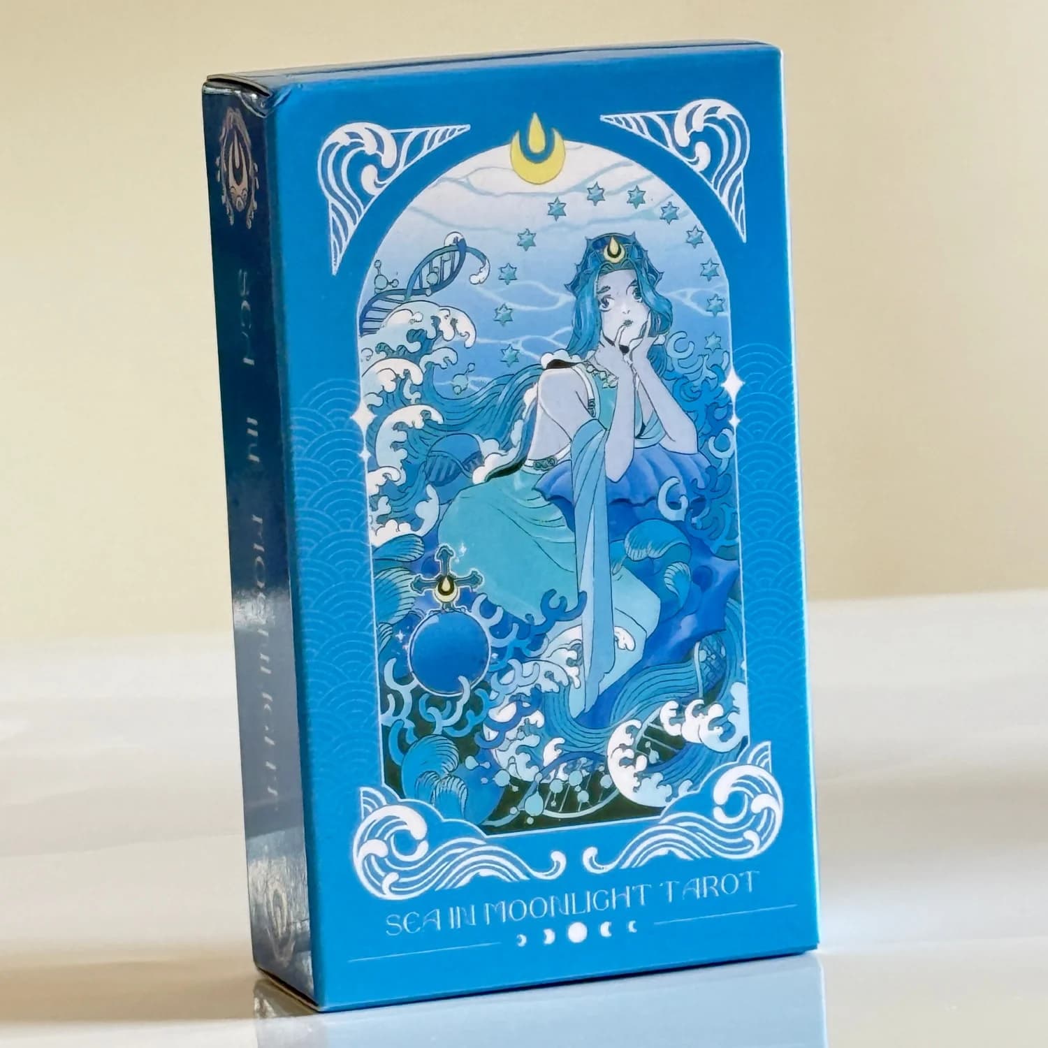 Sea in Moonlight Tarot Cards English 78Pcs Wait Tarot Deck-Blue Color Ocean-Mermaid Divination Edition Borad Playing Games