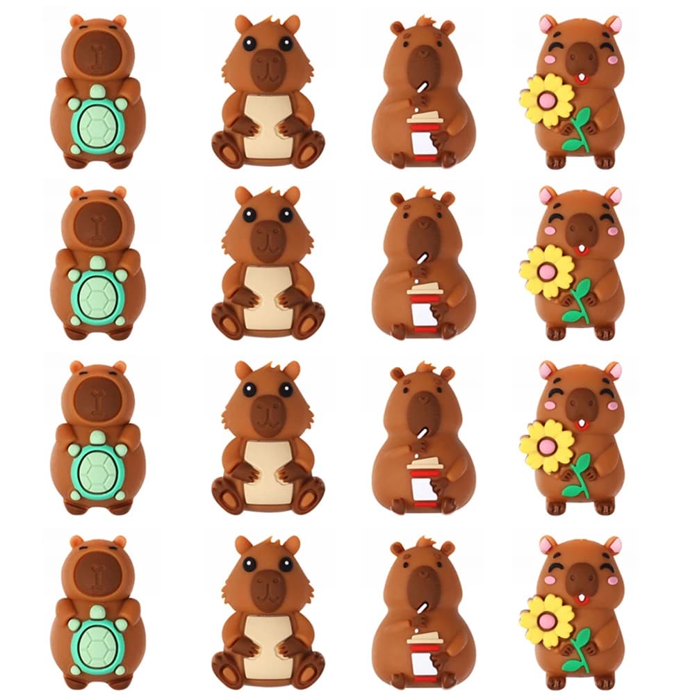 50/10/5pcs Capibara 3D Perline di Silicone Animale Sveglio Perline Focale Perfetto Per Gioielli FAI DA TE Che Fanno Portachiavi Artigianato Creativo forniture