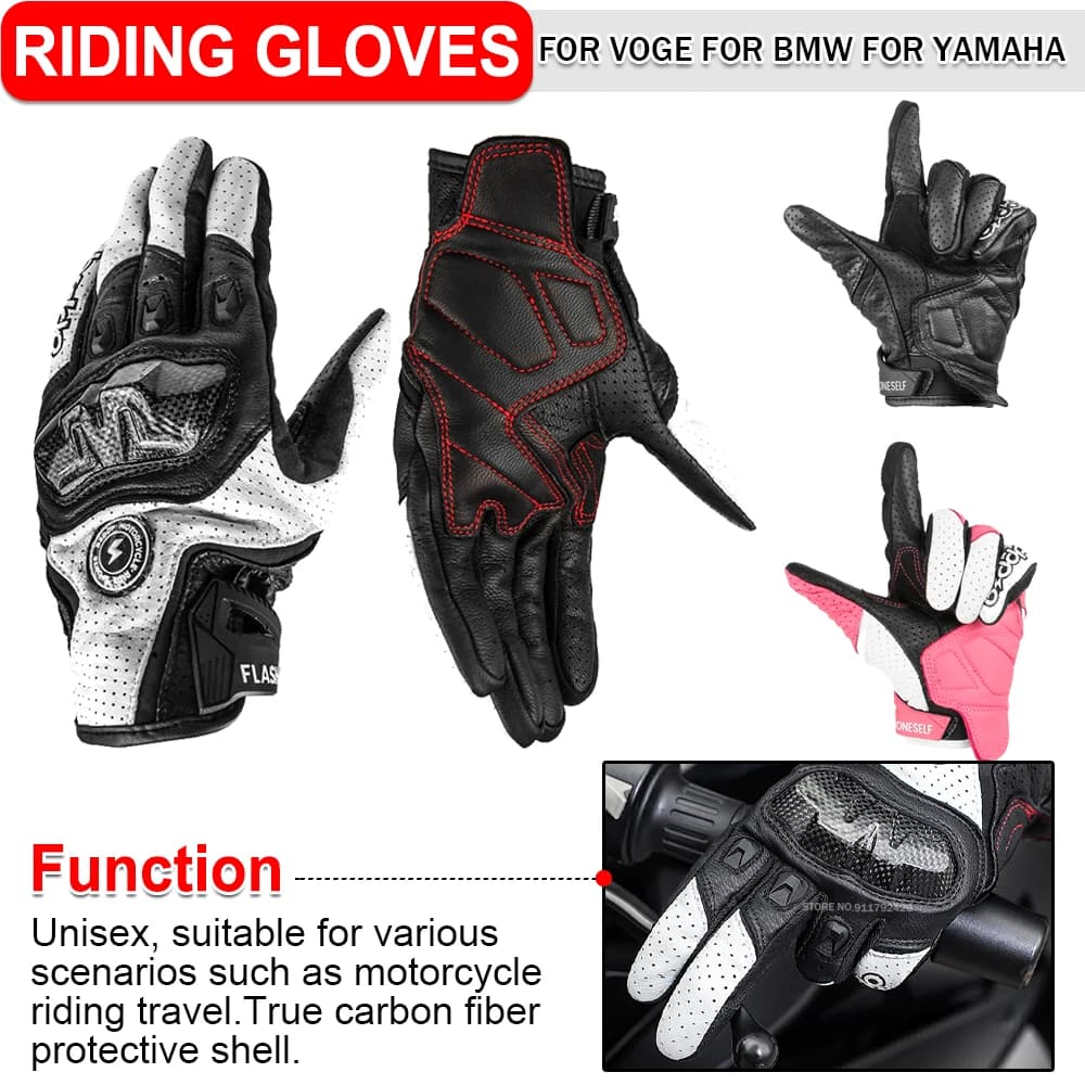 Guanti da moto in pelle da viaggio da corsa guanti traspiranti da guida antiscivolo uomo donna guanti protettivi universali toccabili con le dita
