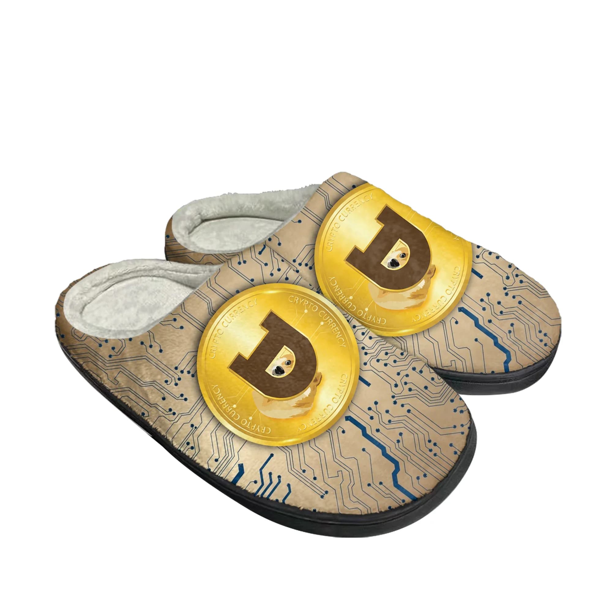 Dogecoin Crypto Valuta Dog Coin Home Pantofole personalizzate in cotone Uomo Donna Sandali in peluche Casual Mantieni calde Scarpe Pantofola termica