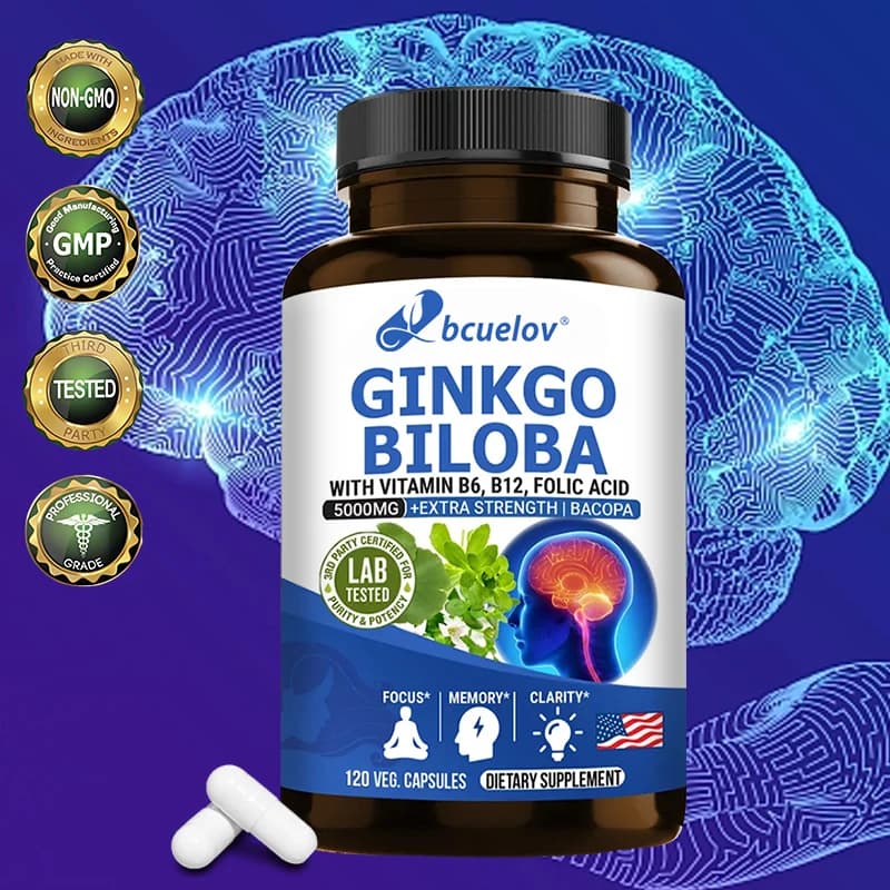 Advanced Nootropics Brain Enhancer Supplement for memory, focus, nervous energy and IQ health with vitamins B12, B6, 120 capsules