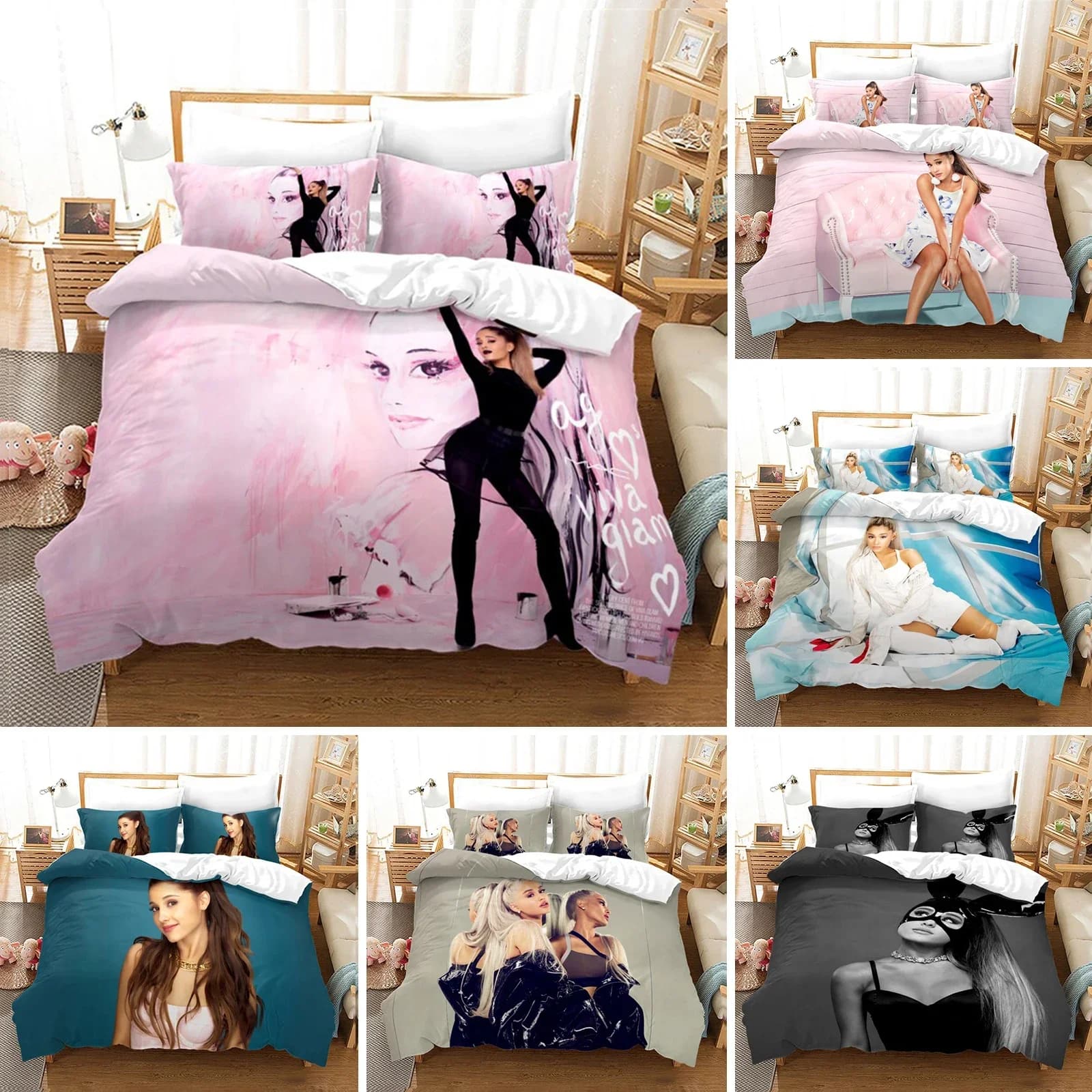 Moda Sexy Girl Ariana Grande 3D Set biancheria da letto Copripiumino con federa Set Tessili per la casa Biancheria da letto Twin Full Queen King Size