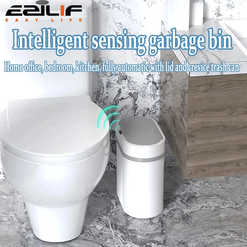 12L Dual Mode Kitchen Trash Can Smart Induction Trash Can Living Waterproof Garbage Can Bathroom Automatic Smart Trash Bin