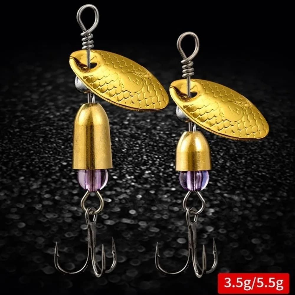 2pcs Single Treble Hooks Fishing Lures 2pcs Set Feather Hooks Spinner Lures 3g Weight 5g Weight Metal Fishing Lures