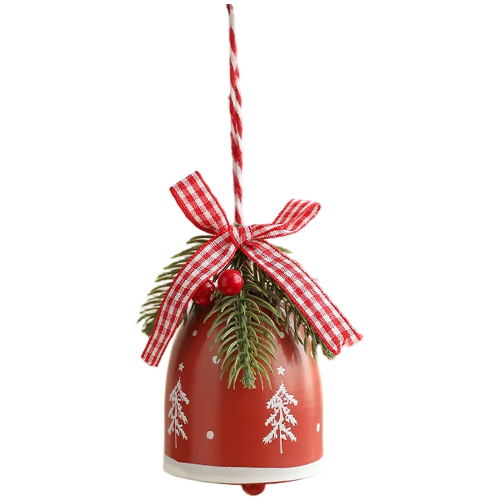 Christmas Wind Chime Ornament with Wrought Iron Bell and Bow for Hanging on Tree Walls Doors during Festive Season