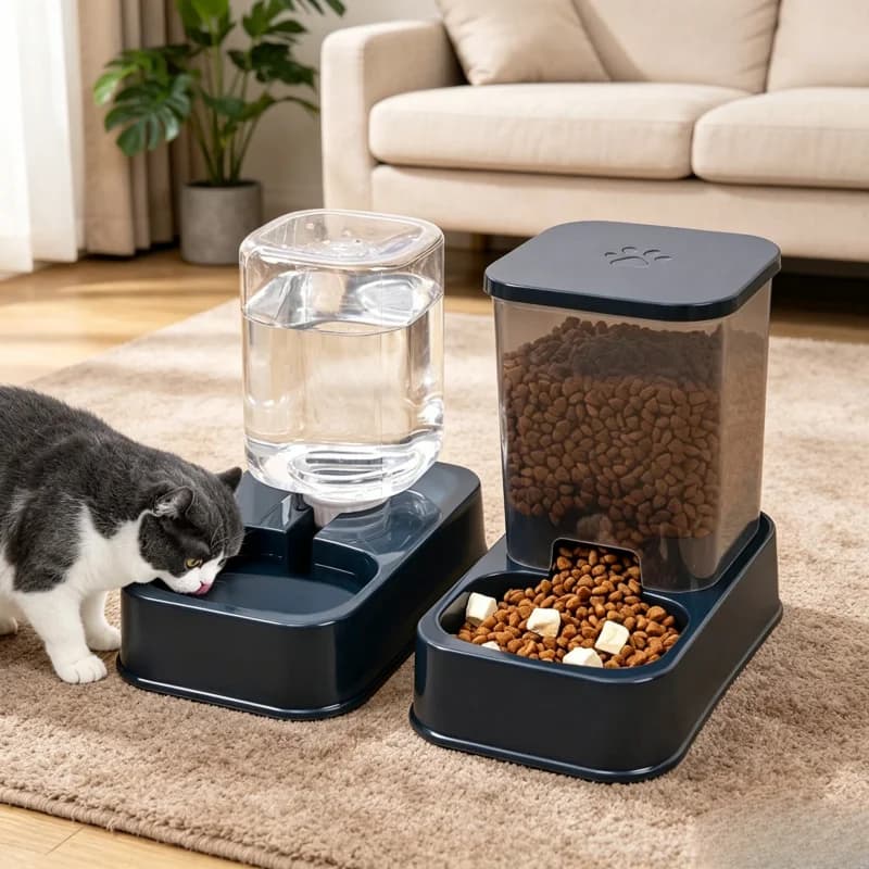 R1-Automatic Cat & Dog Feeder with Drinker, Smart Portion Control Pet Food Bowl Set, No Battery Required