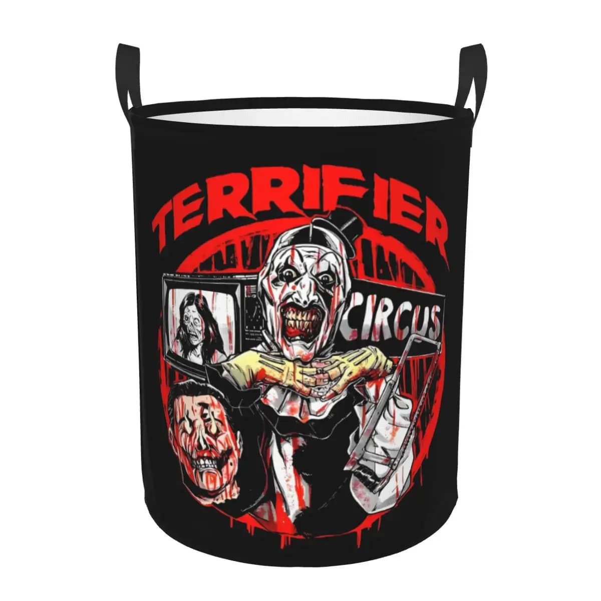 Cesto per Bucato Personalizzato T-Terrifiers Pieghevole, Cesto Portabiancheria a Tema Horror di Halloween, Borsa Portaoggetti per Giocattoli
